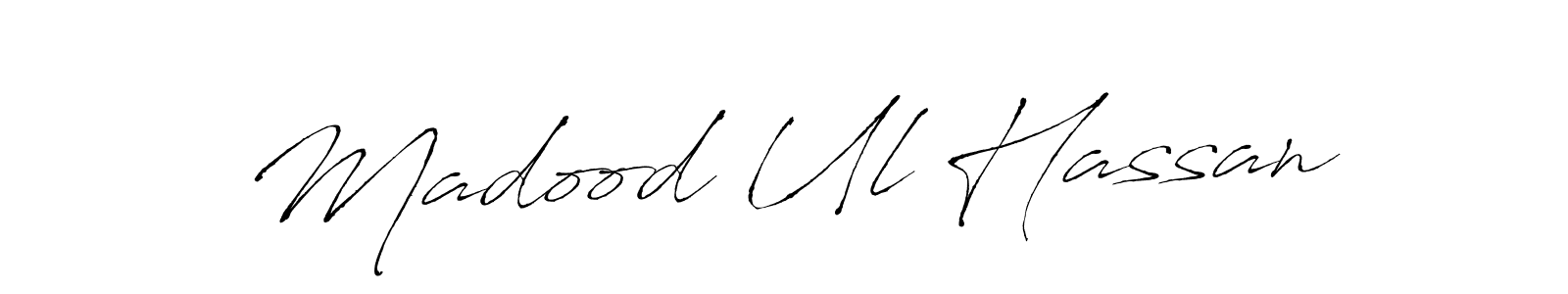 Design your own signature with our free online signature maker. With this signature software, you can create a handwritten (Antro_Vectra) signature for name Madood Ul Hassan. Madood Ul Hassan signature style 6 images and pictures png