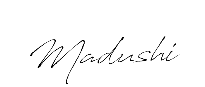 Make a beautiful signature design for name Madushi. With this signature (Antro_Vectra) style, you can create a handwritten signature for free. Madushi signature style 6 images and pictures png