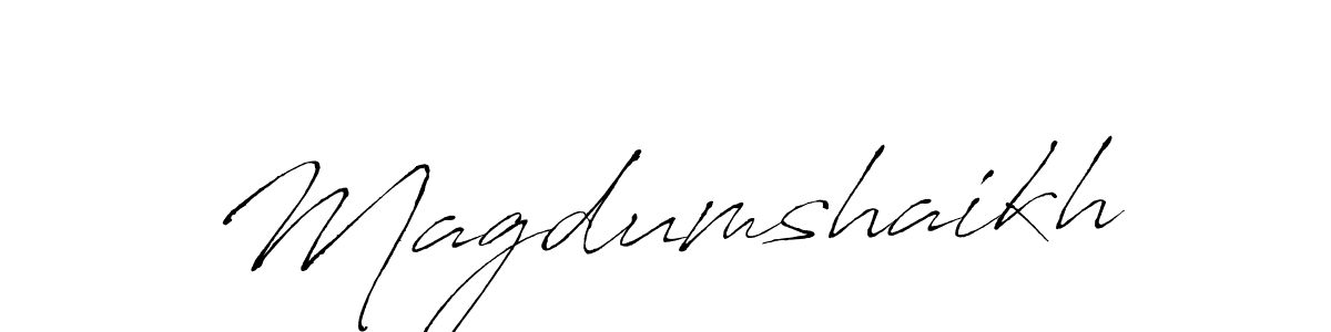 How to make Magdumshaikh name signature. Use Antro_Vectra style for creating short signs online. This is the latest handwritten sign. Magdumshaikh signature style 6 images and pictures png