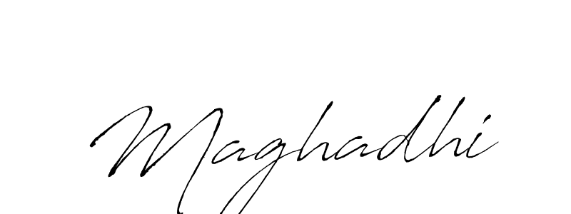 Make a beautiful signature design for name Maghadhi. With this signature (Antro_Vectra) style, you can create a handwritten signature for free. Maghadhi signature style 6 images and pictures png
