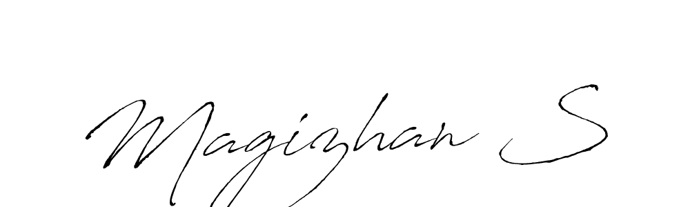 Similarly Antro_Vectra is the best handwritten signature design. Signature creator online .You can use it as an online autograph creator for name Magizhan S. Magizhan S signature style 6 images and pictures png