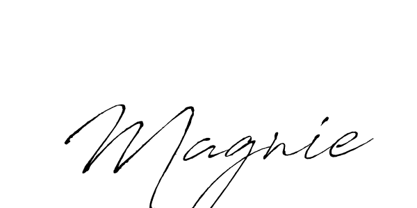 Use a signature maker to create a handwritten signature online. With this signature software, you can design (Antro_Vectra) your own signature for name Magnie. Magnie signature style 6 images and pictures png