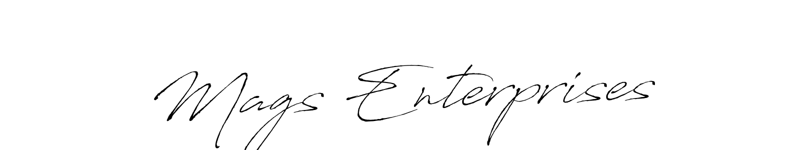 How to make Mags Enterprises name signature. Use Antro_Vectra style for creating short signs online. This is the latest handwritten sign. Mags Enterprises signature style 6 images and pictures png