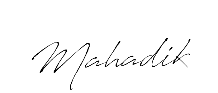 Make a beautiful signature design for name Mahadik. With this signature (Antro_Vectra) style, you can create a handwritten signature for free. Mahadik signature style 6 images and pictures png