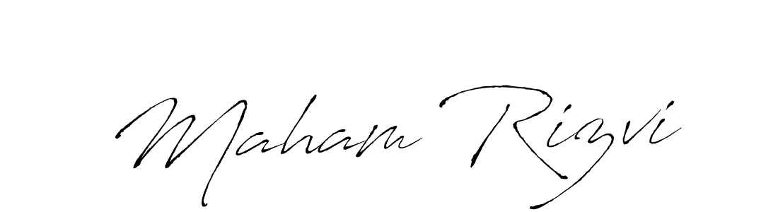 Design your own signature with our free online signature maker. With this signature software, you can create a handwritten (Antro_Vectra) signature for name Maham Rizvi. Maham Rizvi signature style 6 images and pictures png
