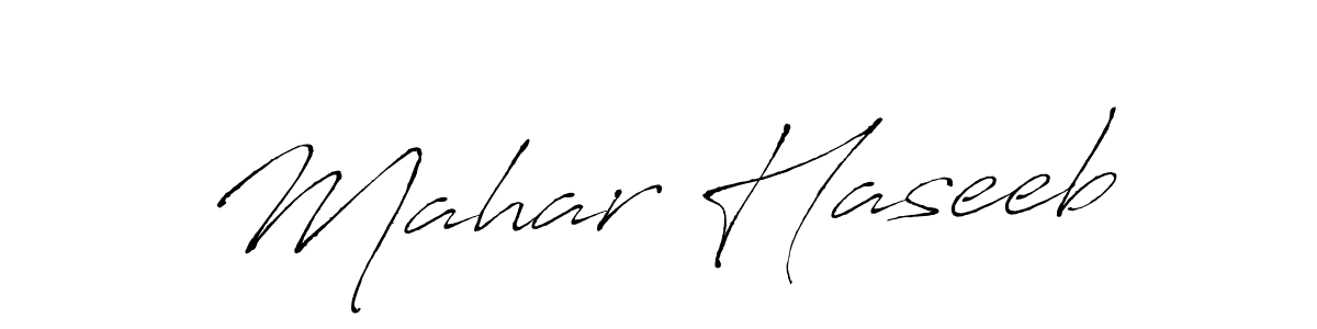 Make a beautiful signature design for name Mahar Haseeb. With this signature (Antro_Vectra) style, you can create a handwritten signature for free. Mahar Haseeb signature style 6 images and pictures png
