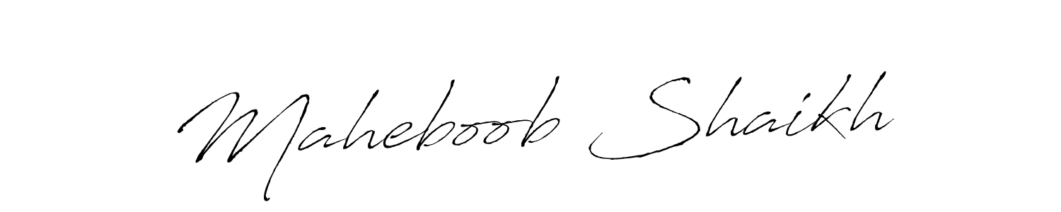 Make a beautiful signature design for name Maheboob Shaikh. With this signature (Antro_Vectra) style, you can create a handwritten signature for free. Maheboob Shaikh signature style 6 images and pictures png