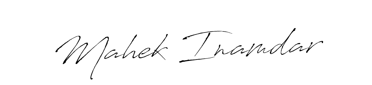 Antro_Vectra is a professional signature style that is perfect for those who want to add a touch of class to their signature. It is also a great choice for those who want to make their signature more unique. Get Mahek Inamdar name to fancy signature for free. Mahek Inamdar signature style 6 images and pictures png