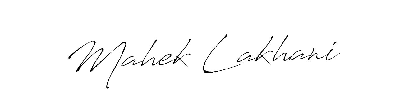 How to make Mahek Lakhani name signature. Use Antro_Vectra style for creating short signs online. This is the latest handwritten sign. Mahek Lakhani signature style 6 images and pictures png