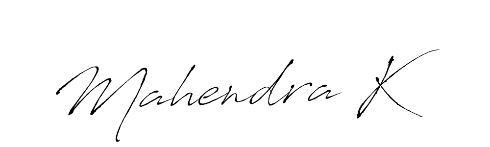 How to make Mahendra K name signature. Use Antro_Vectra style for creating short signs online. This is the latest handwritten sign. Mahendra K signature style 6 images and pictures png