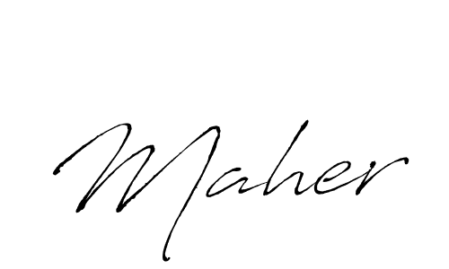 Make a beautiful signature design for name Maher. With this signature (Antro_Vectra) style, you can create a handwritten signature for free. Maher signature style 6 images and pictures png