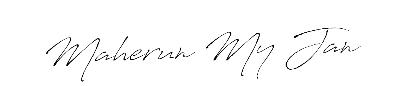 Design your own signature with our free online signature maker. With this signature software, you can create a handwritten (Antro_Vectra) signature for name Maherun My Jan. Maherun My Jan signature style 6 images and pictures png