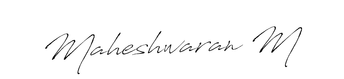 How to make Maheshwaran M name signature. Use Antro_Vectra style for creating short signs online. This is the latest handwritten sign. Maheshwaran M signature style 6 images and pictures png