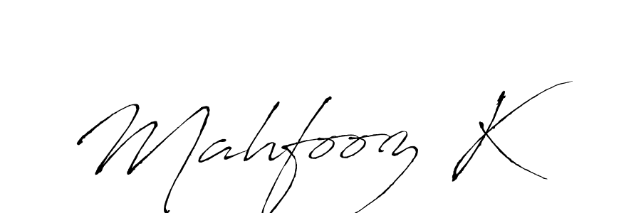 Also You can easily find your signature by using the search form. We will create Mahfooz K name handwritten signature images for you free of cost using Antro_Vectra sign style. Mahfooz K signature style 6 images and pictures png