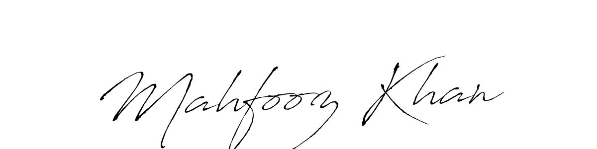 How to make Mahfooz Khan name signature. Use Antro_Vectra style for creating short signs online. This is the latest handwritten sign. Mahfooz Khan signature style 6 images and pictures png