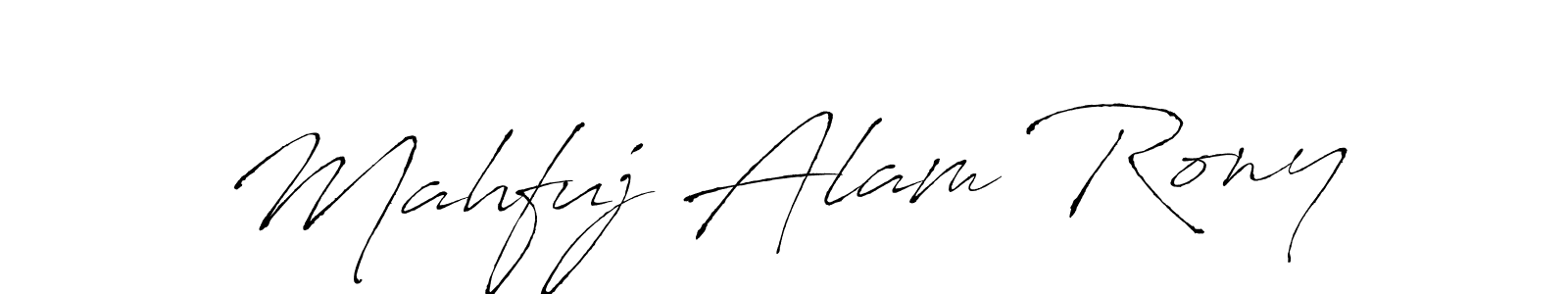 The best way (Antro_Vectra) to make a short signature is to pick only two or three words in your name. The name Mahfuj Alam Rony include a total of six letters. For converting this name. Mahfuj Alam Rony signature style 6 images and pictures png