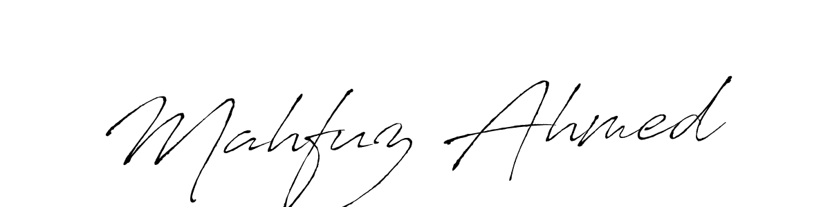 How to make Mahfuz Ahmed name signature. Use Antro_Vectra style for creating short signs online. This is the latest handwritten sign. Mahfuz Ahmed signature style 6 images and pictures png