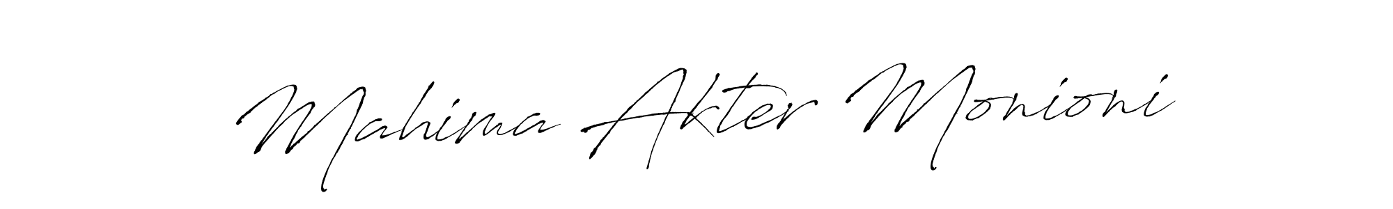 How to make Mahima Akter Monioni name signature. Use Antro_Vectra style for creating short signs online. This is the latest handwritten sign. Mahima Akter Monioni signature style 6 images and pictures png