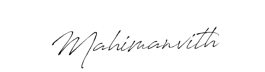 The best way (Antro_Vectra) to make a short signature is to pick only two or three words in your name. The name Mahimanvith include a total of six letters. For converting this name. Mahimanvith signature style 6 images and pictures png