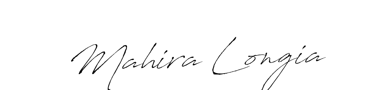 The best way (Antro_Vectra) to make a short signature is to pick only two or three words in your name. The name Mahira Longia include a total of six letters. For converting this name. Mahira Longia signature style 6 images and pictures png