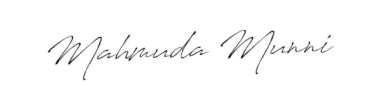 Make a beautiful signature design for name Mahmuda Munni. With this signature (Antro_Vectra) style, you can create a handwritten signature for free. Mahmuda Munni signature style 6 images and pictures png