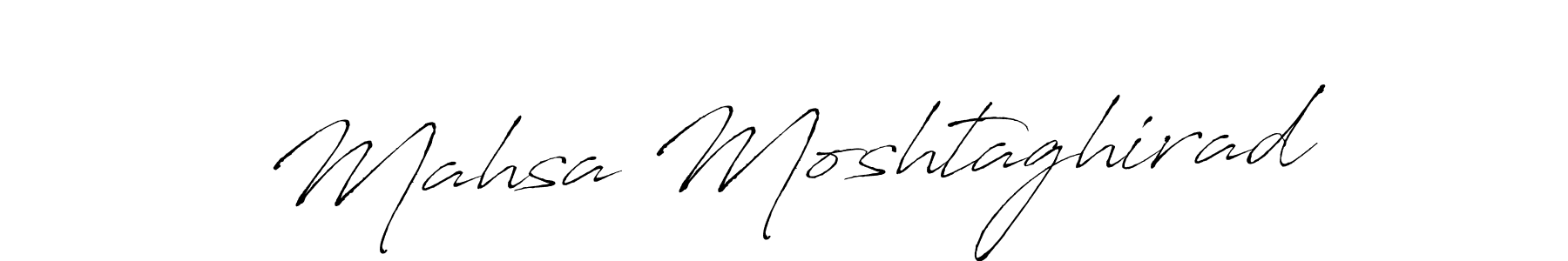 Make a short Mahsa Moshtaghirad signature style. Manage your documents anywhere anytime using Antro_Vectra. Create and add eSignatures, submit forms, share and send files easily. Mahsa Moshtaghirad signature style 6 images and pictures png
