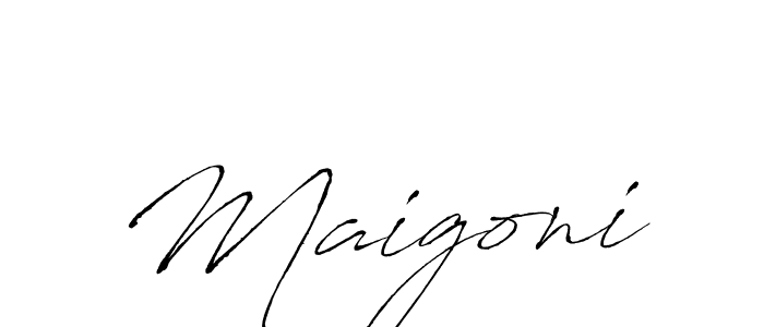 Use a signature maker to create a handwritten signature online. With this signature software, you can design (Antro_Vectra) your own signature for name Maigoni. Maigoni signature style 6 images and pictures png