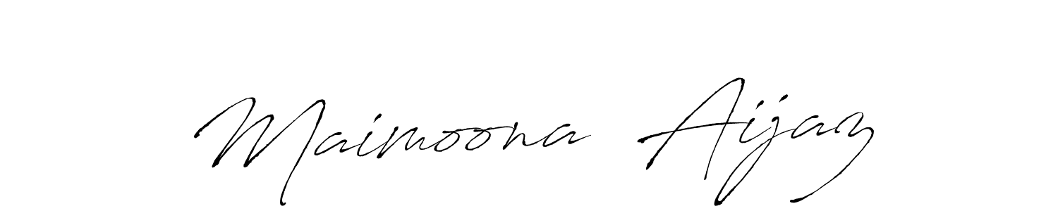 The best way (Antro_Vectra) to make a short signature is to pick only two or three words in your name. The name Maimoona  Aijaz include a total of six letters. For converting this name. Maimoona  Aijaz signature style 6 images and pictures png