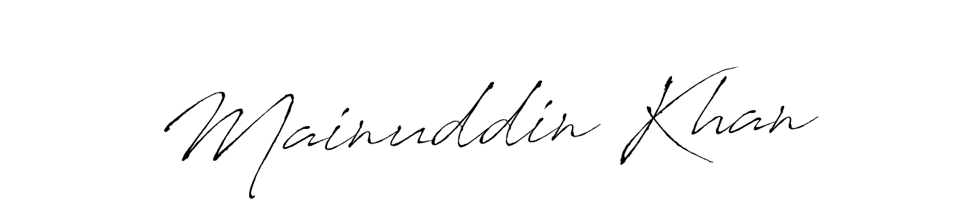 Mainuddin Khan stylish signature style. Best Handwritten Sign (Antro_Vectra) for my name. Handwritten Signature Collection Ideas for my name Mainuddin Khan. Mainuddin Khan signature style 6 images and pictures png