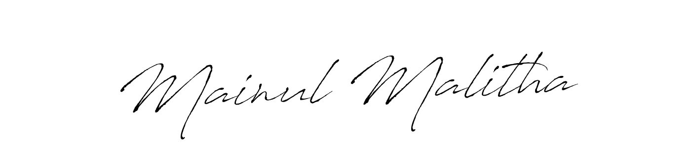 Mainul Malitha stylish signature style. Best Handwritten Sign (Antro_Vectra) for my name. Handwritten Signature Collection Ideas for my name Mainul Malitha. Mainul Malitha signature style 6 images and pictures png