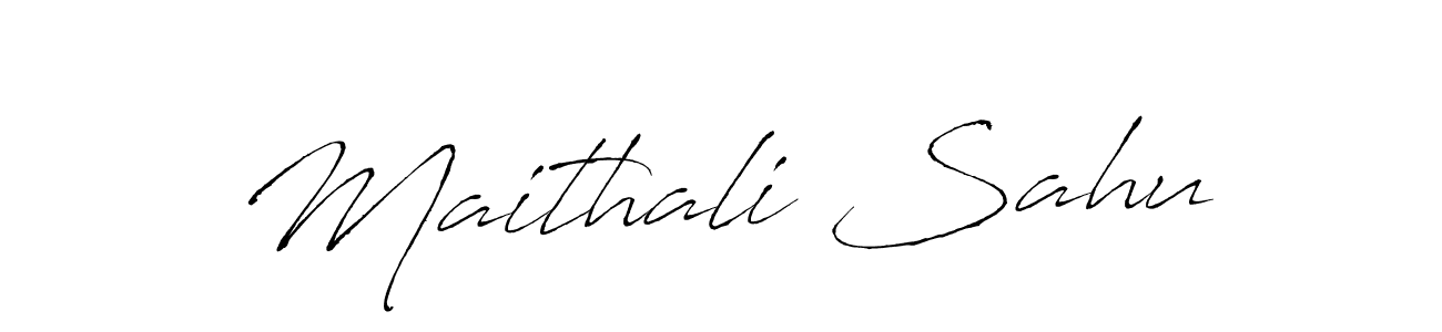 How to make Maithali Sahu name signature. Use Antro_Vectra style for creating short signs online. This is the latest handwritten sign. Maithali Sahu signature style 6 images and pictures png