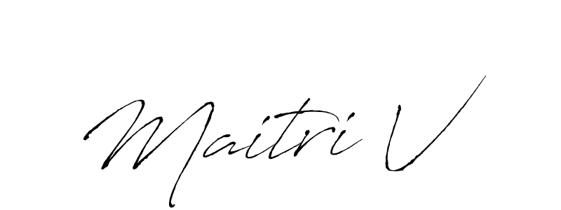 How to make Maitri V name signature. Use Antro_Vectra style for creating short signs online. This is the latest handwritten sign. Maitri V signature style 6 images and pictures png