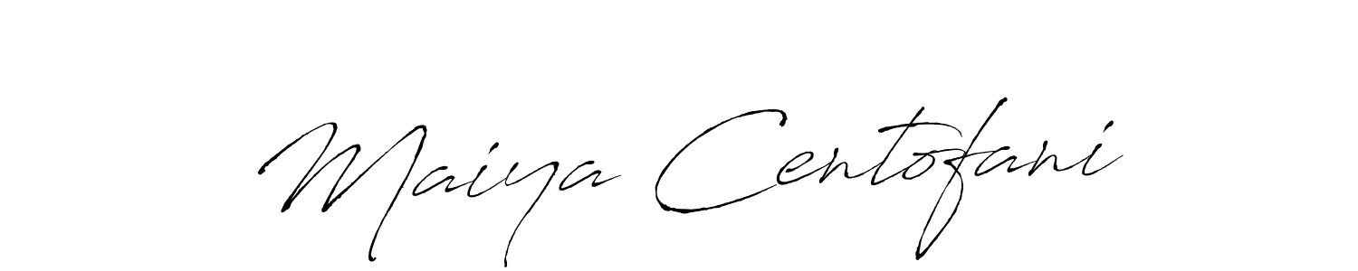 Antro_Vectra is a professional signature style that is perfect for those who want to add a touch of class to their signature. It is also a great choice for those who want to make their signature more unique. Get Maiya Centofani name to fancy signature for free. Maiya Centofani signature style 6 images and pictures png