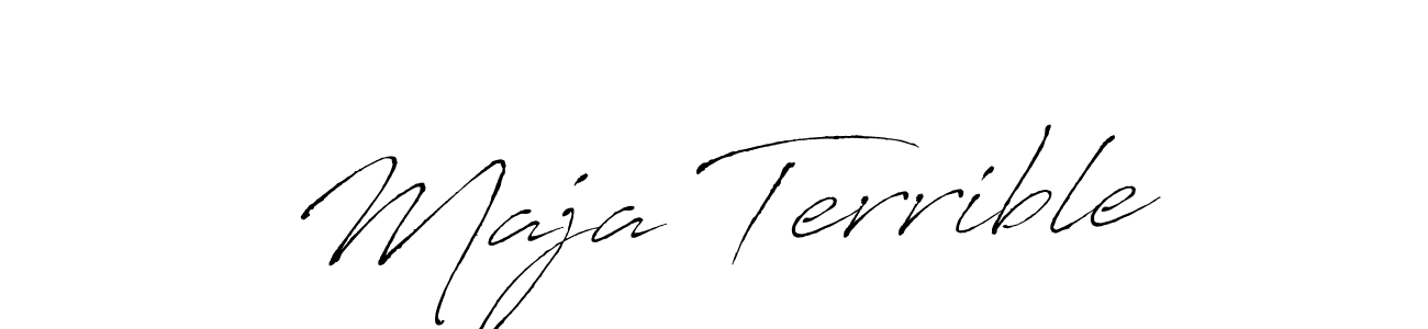 Similarly Antro_Vectra is the best handwritten signature design. Signature creator online .You can use it as an online autograph creator for name Maja Terrible. Maja Terrible signature style 6 images and pictures png