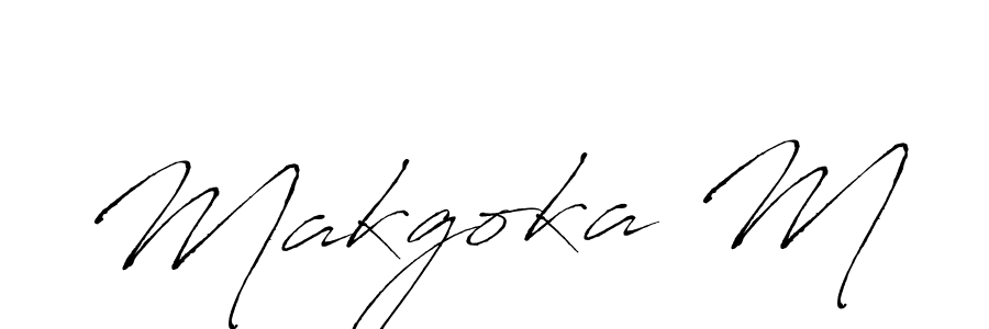 Make a beautiful signature design for name Makgoka M. With this signature (Antro_Vectra) style, you can create a handwritten signature for free. Makgoka M signature style 6 images and pictures png