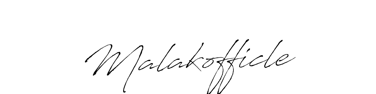 Make a beautiful signature design for name Malakofficle. With this signature (Antro_Vectra) style, you can create a handwritten signature for free. Malakofficle signature style 6 images and pictures png