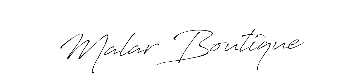 Use a signature maker to create a handwritten signature online. With this signature software, you can design (Antro_Vectra) your own signature for name Malar Boutique. Malar Boutique signature style 6 images and pictures png