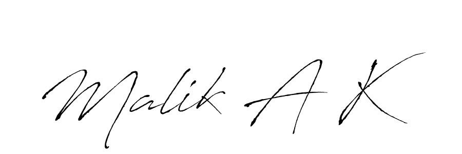 Design your own signature with our free online signature maker. With this signature software, you can create a handwritten (Antro_Vectra) signature for name Malik A K. Malik A K signature style 6 images and pictures png