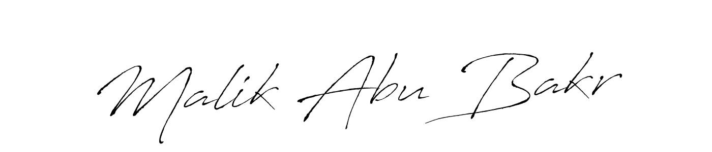 Antro_Vectra is a professional signature style that is perfect for those who want to add a touch of class to their signature. It is also a great choice for those who want to make their signature more unique. Get Malik Abu Bakr name to fancy signature for free. Malik Abu Bakr signature style 6 images and pictures png