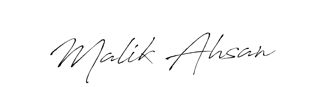 Design your own signature with our free online signature maker. With this signature software, you can create a handwritten (Antro_Vectra) signature for name Malik Ahsan. Malik Ahsan signature style 6 images and pictures png