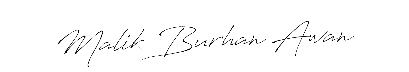 Antro_Vectra is a professional signature style that is perfect for those who want to add a touch of class to their signature. It is also a great choice for those who want to make their signature more unique. Get Malik Burhan Awan name to fancy signature for free. Malik Burhan Awan signature style 6 images and pictures png