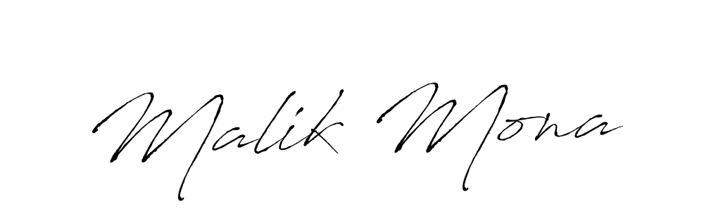 How to make Malik Mona name signature. Use Antro_Vectra style for creating short signs online. This is the latest handwritten sign. Malik Mona signature style 6 images and pictures png