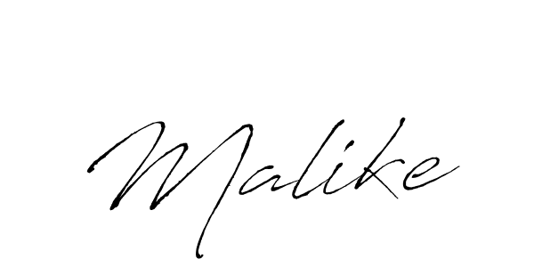 Design your own signature with our free online signature maker. With this signature software, you can create a handwritten (Antro_Vectra) signature for name Malike. Malike signature style 6 images and pictures png