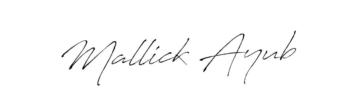 Use a signature maker to create a handwritten signature online. With this signature software, you can design (Antro_Vectra) your own signature for name Mallick Ayub. Mallick Ayub signature style 6 images and pictures png