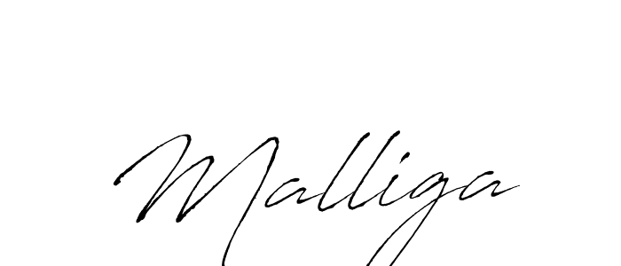 Use a signature maker to create a handwritten signature online. With this signature software, you can design (Antro_Vectra) your own signature for name Malliga. Malliga signature style 6 images and pictures png