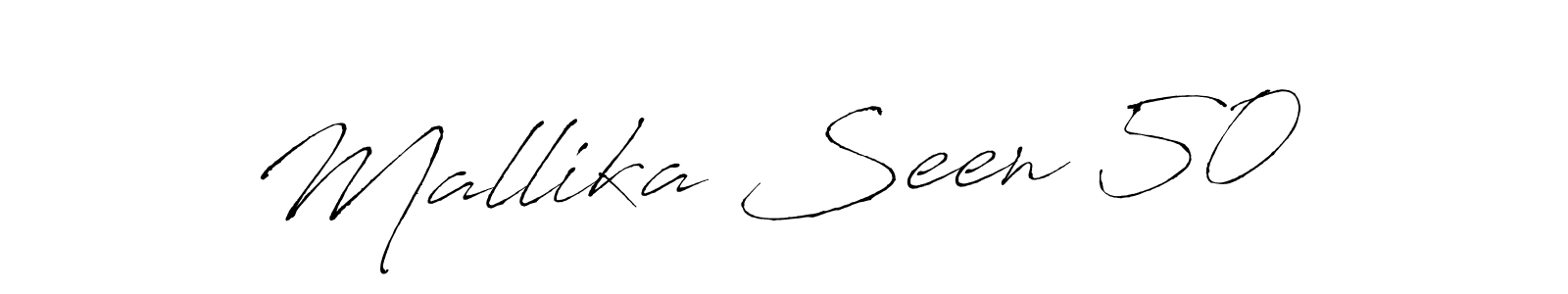 This is the best signature style for the Mallika Seen 50  name. Also you like these signature font (Antro_Vectra). Mix name signature. Mallika Seen 50  signature style 6 images and pictures png