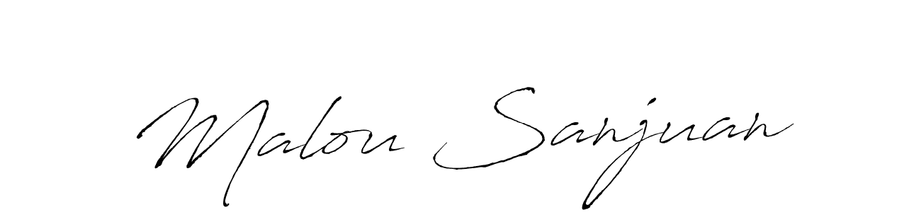 Antro_Vectra is a professional signature style that is perfect for those who want to add a touch of class to their signature. It is also a great choice for those who want to make their signature more unique. Get Malou Sanjuan name to fancy signature for free. Malou Sanjuan signature style 6 images and pictures png