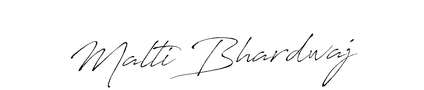 Create a beautiful signature design for name Malti Bhardwaj. With this signature (Antro_Vectra) fonts, you can make a handwritten signature for free. Malti Bhardwaj signature style 6 images and pictures png