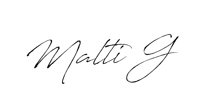 How to make Malti G name signature. Use Antro_Vectra style for creating short signs online. This is the latest handwritten sign. Malti G signature style 6 images and pictures png