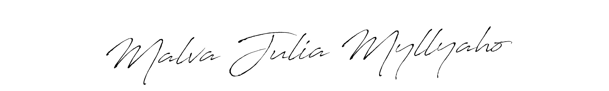 Antro_Vectra is a professional signature style that is perfect for those who want to add a touch of class to their signature. It is also a great choice for those who want to make their signature more unique. Get Malva Julia Myllyaho name to fancy signature for free. Malva Julia Myllyaho signature style 6 images and pictures png